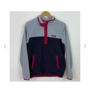 Columbia sz large fleece gray charcoal red pullover sweatshirt jacket WT168